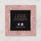 メイクアップアーティストリップバラ金ゴールドグリッターホワイトマーブル スクエア名刺 (裏面)