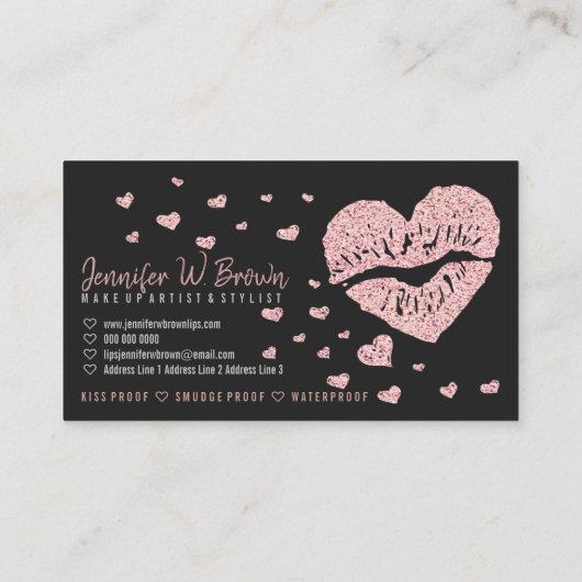 メイクアップアーティストリップバラ金ゴールドハート光沢口紅 名刺 (裏面)