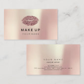 メイクアップアーティストリップピンクローズメタリック金ゴールドグリッター 名刺 (正面/裏面)