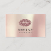 メイクアップアーティストリップピンクローズメタリック金ゴールドグリッター 名刺 (正面)