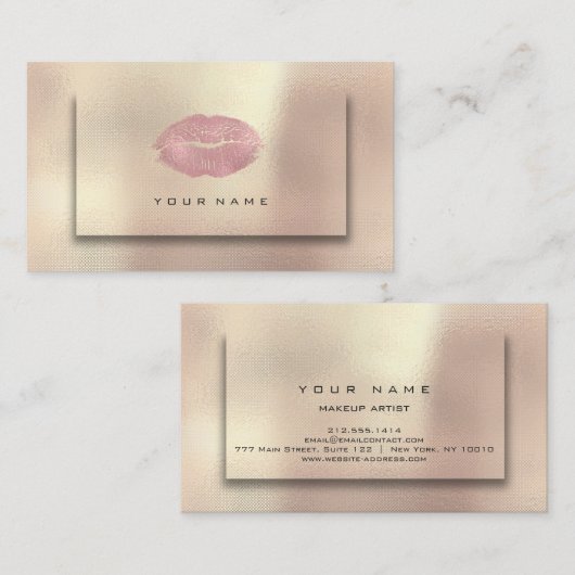 メイクアップアーティストリップピンク金ゴールドバラアーバン美しい 名刺 (正面/裏面)