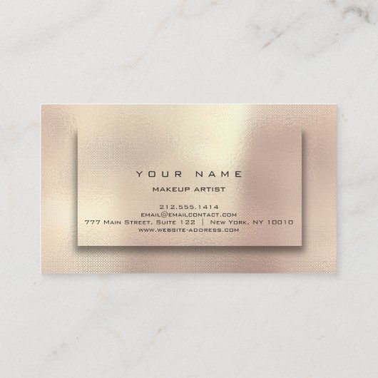 メイクアップアーティストリップピンク金ゴールドバラアーバン美しい 名刺 (裏面)