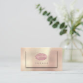 メイクアップアーティストリップピンク金ゴールドバラアーバン美しい 名刺 (スタンド正面)