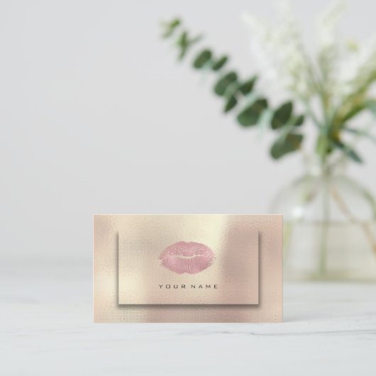メイクアップアーティストリップピンク金ゴールドバラアーバン美しい 名刺 (スタンド正面)