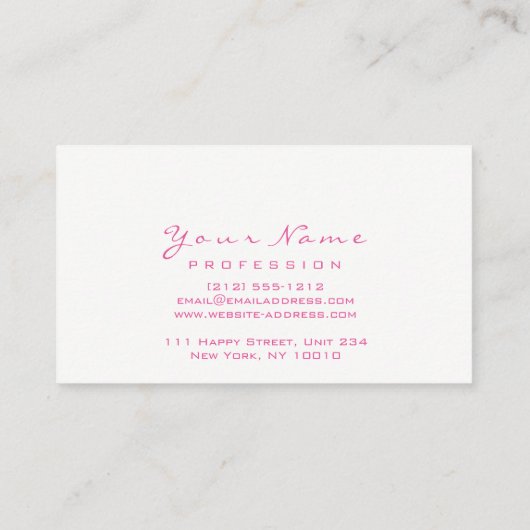 メイクアップアーティストリップ美しいグリッターピンクローズホワイト 名刺 (裏面)