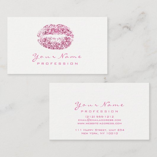 メイクアップアーティストリップ美しいグリッターピンクローズホワイト 名刺 (正面/裏面)