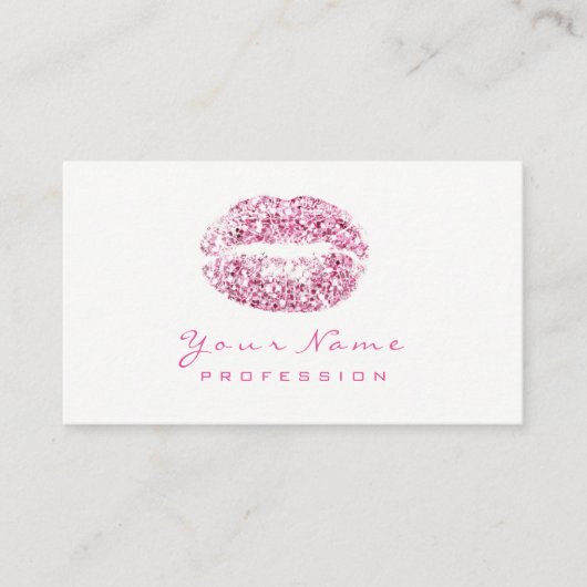 メイクアップアーティストリップ美しいグリッターピンクローズホワイト 名刺 (正面)