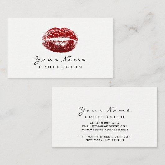 メイクアップアーティストリップ美しいレッドリップスティック白黒 名刺 (正面/裏面)