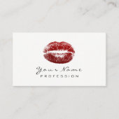 メイクアップアーティストリップ美しいレッドリップスティック白黒 名刺 (正面)