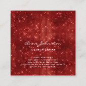 メイクアップアーティストルビーレッドスパークルグリッターグラム スクエア名刺 (裏面)