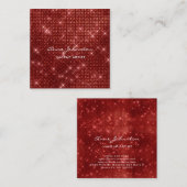 メイクアップアーティストルビーレッドスパークルグリッターグラム スクエア名刺 (正面/裏面)