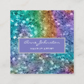 メイクアップアーティストレインボースターグリッター スクエア名刺 (正面)