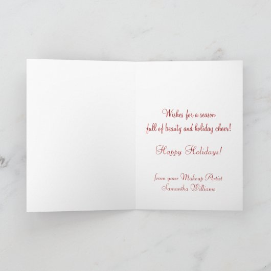 メイクアップアーティストレオパードカードハッピーホリデーズ シーズンカード (内部)