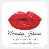 メイクアップアーティストレッドキスリップ名白ありがとう スクエアシール (正面)