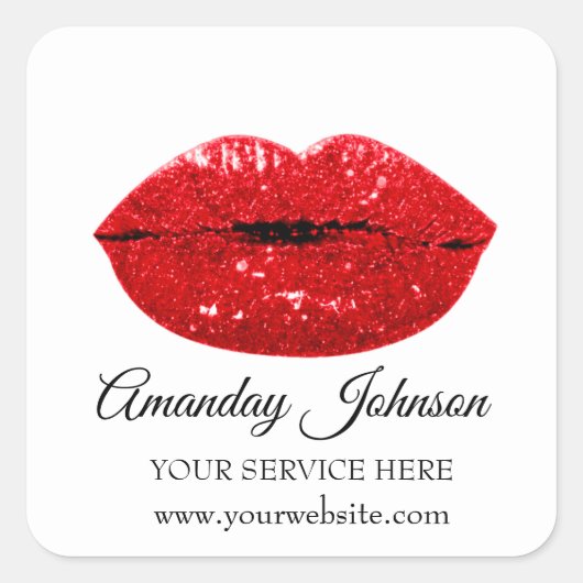 メイクアップアーティストレッドキスリップ名白ありがとう スクエアシール (正面)