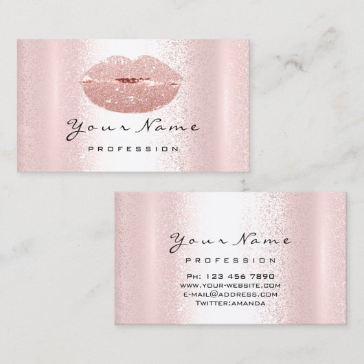 メイクアップアーティストレッドキスLIPSピンクローズ赤面 名刺 (正面/裏面)