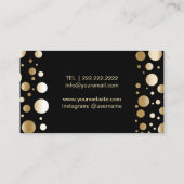 メイクアップアーティストレッドグリッターモダン金ゴールドドット 名刺 (裏面)