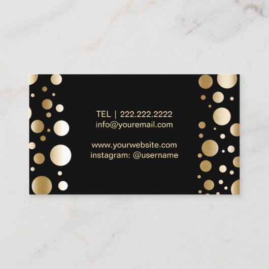 メイクアップアーティストレッドグリッターモダン金ゴールドドット 名刺 (裏面)