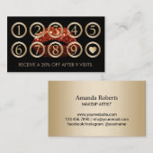 メイクアップアーティストレッドグリッターリップサロンロイヤリティ ロイヤリティカード (正面/裏面)