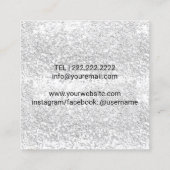 メイクアップアーティストレッドグリッターリップモダンシルバーサロン スクエア名刺 (裏面)