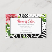 メイクアップアーティストレッドフローラ白黒幾何学 名刺 (裏面)