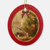 メイクアップアーティストレッドホリデイパーソナライズされたオーナメント セラミックオーナメント (左)