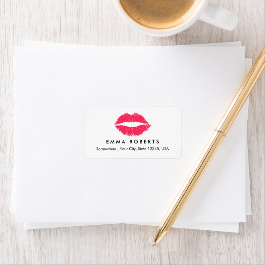 メイクアップアーティストレッドリップエレガント美しいサロン ラベル (インサイチュ)