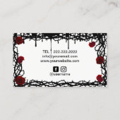 メイクアップアーティストレッドリップゴシック美しいサロン 名刺 (裏面)