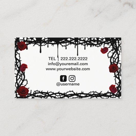 メイクアップアーティストレッドリップゴシック美しいサロン 名刺 (裏面)