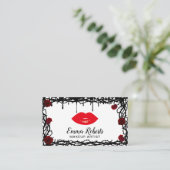 メイクアップアーティストレッドリップゴシック美しいサロン 名刺 (スタンド正面)