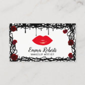 メイクアップアーティストレッドリップゴシック美しいサロン 名刺 (正面)