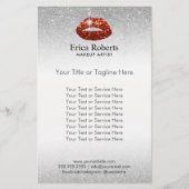 メイクアップアーティストレッドリップシルバーグリッター美しいサロン チラシ (正面)