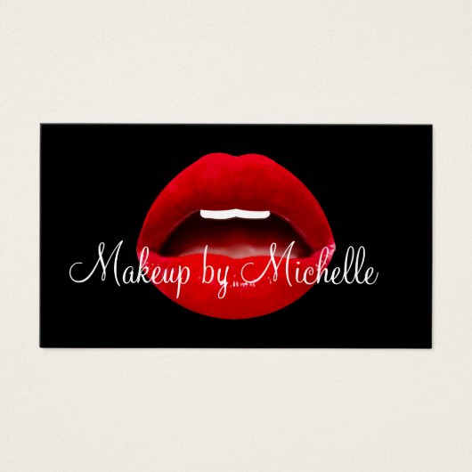 メイクアップアーティストレッドリップスティック予算名刺 (正面)