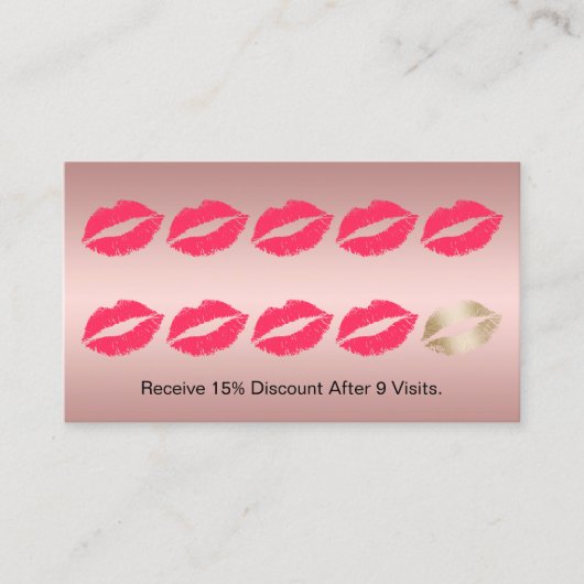 メイクアップアーティストレッドリップバラ金ゴールドロイヤリティパンチ ロイヤリティカード (正面)