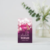 メイクアップアーティストレッドリップピンクグリッター きらめく 名刺 (スタンド正面)