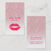 メイクアップアーティストレッドリップピンクシルバーグリッター 名刺 (正面/裏面)