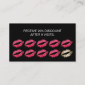 メイクアップアーティストレッドリップブラックグリッターロイヤリティ ロイヤリティカード (裏面)