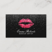 メイクアップアーティストレッドリップブラックグリッターロイヤリティ ロイヤリティカード (正面)