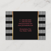 メイクアップアーティストレッドリップモダンシルバーストライプズ 名刺 (裏面)