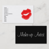 メイクアップアーティストレッドリップ白黒名刺 名刺 (正面/裏面)