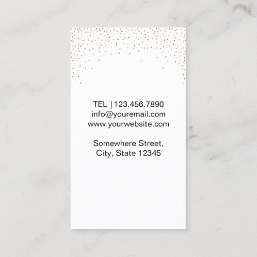 メイクアップアーティストレッドリップ美しいサロン金ゴールド紙吹雪 名刺 (裏面)