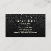 メイクアップアーティストレッドリップ金ゴールドタイポグラフィ黒グリッター 名刺 (裏面)