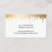 メイクアップアーティストレッドリップ金ゴールドドリップモダンサロン 名刺 (裏面)