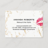 メイクアップアーティストレッドリップ金ゴールドホワイトマーブルサロン 名刺 (裏面)