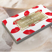 メイクアップアーティストレッドリップ金ゴールドラベル美しいサロン 名刺