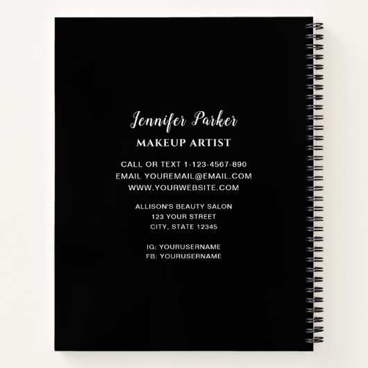 メイクアップアーティストレッドロゴキス名 ノートブック (裏面)