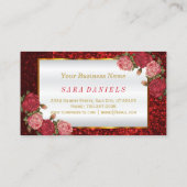 メイクアップアーティストレッドローズグリッターリップデザイン 名刺 (裏面)