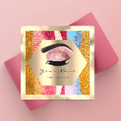 メイクアップアーティストロゴストロークまつ毛の延長眉 スクエア名刺