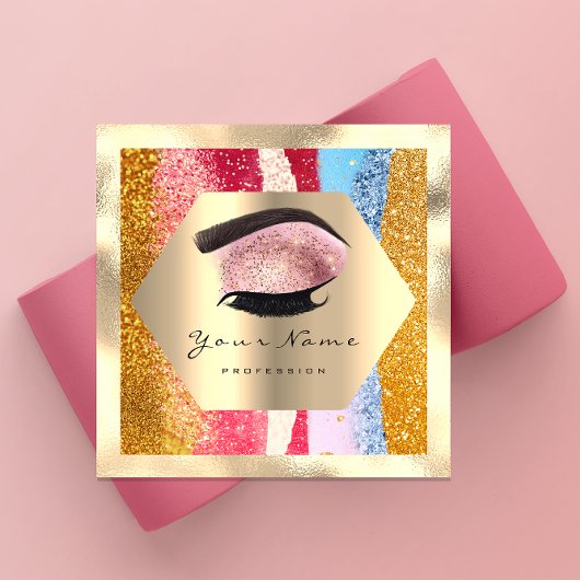 メイクアップアーティストロゴストロークまつ毛の延長眉 スクエア名刺