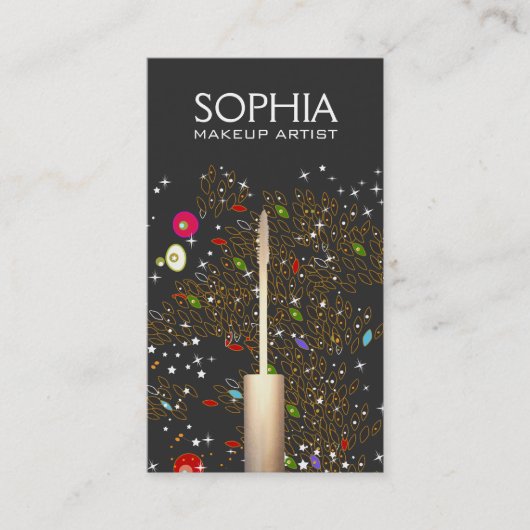 メイクアップアーティストロゴマスカラ芸術的パターン 名刺 (正面)